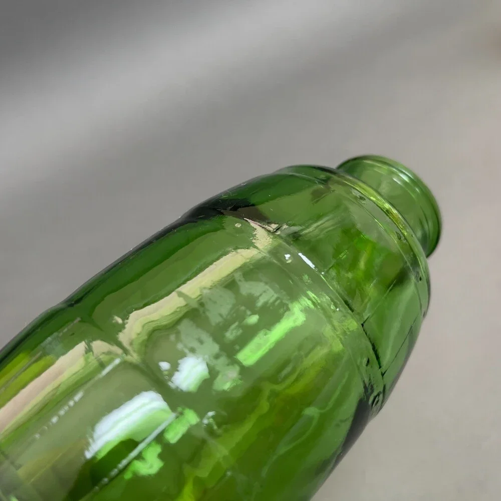 Green Glass Bottle Empty 5 3/8